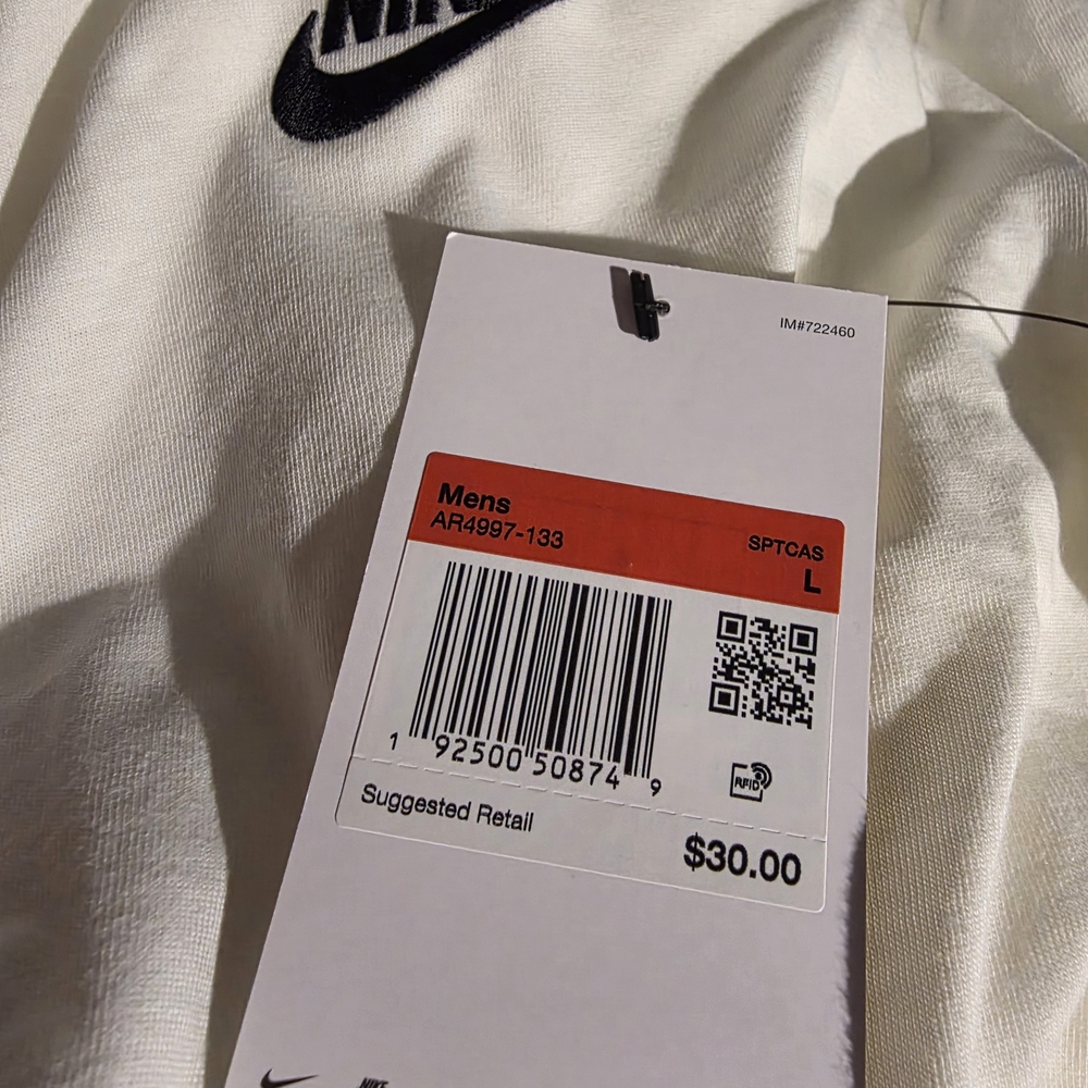 Nike Men's White T-Shirt With Embroidered Logo Size Large - Picture 7 of 9